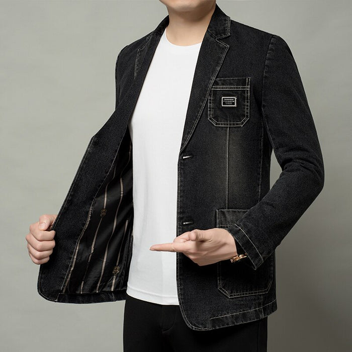 Men's Vintage Denim Blazer Jacket