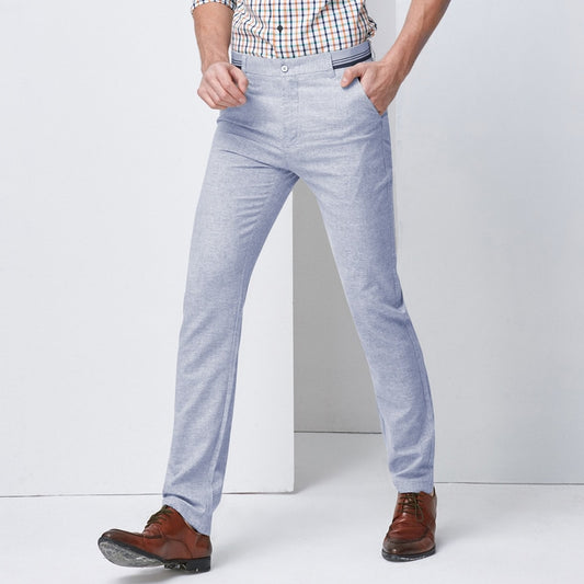 Casual Solid Elasticity Slim Trousers