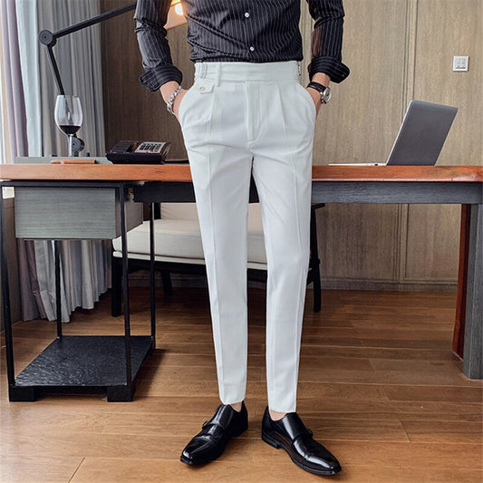 Men's Casual Slim White Trouser