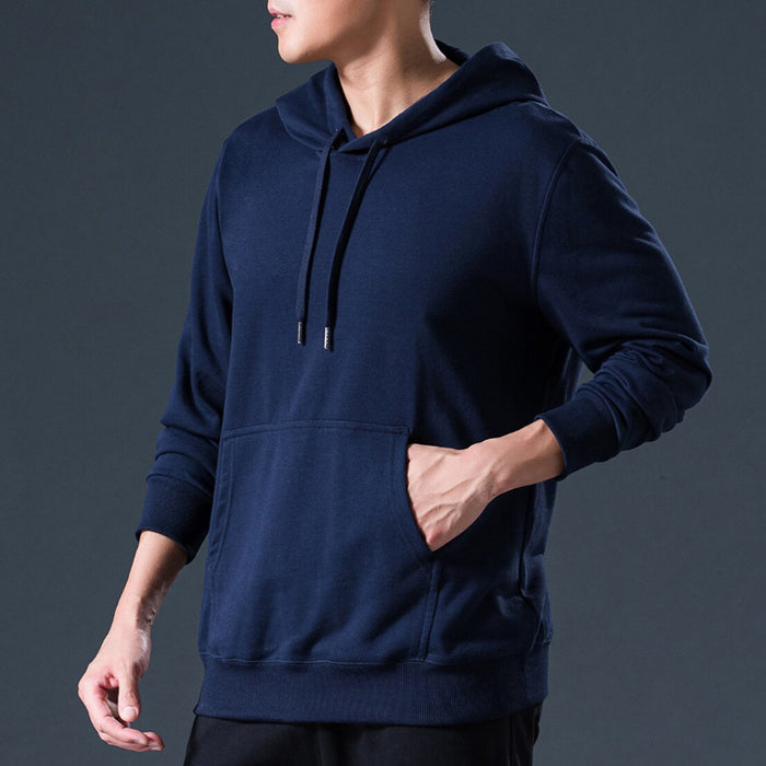Men Solid Hip Hop Hooded Sweatshirt