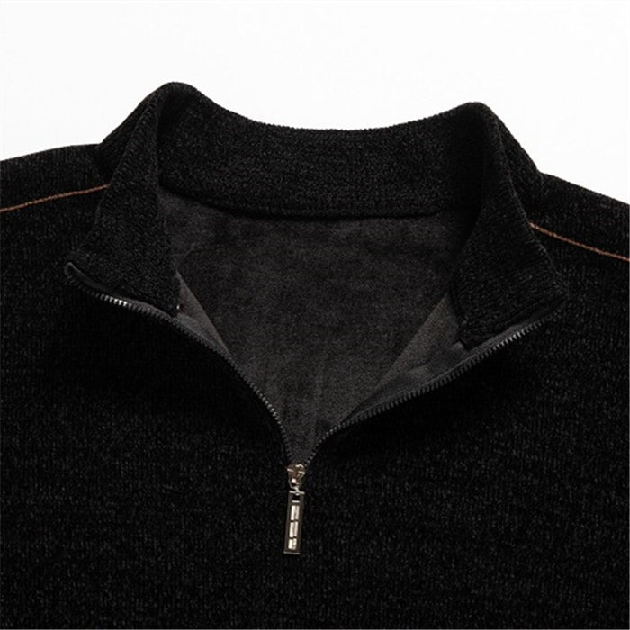 Solid Knitted Mock Neck Zipper For Men