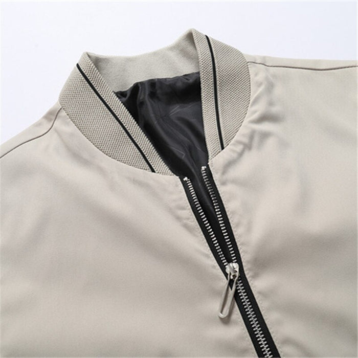 Men's Casual Solid Stand Collar Zipper Jacket