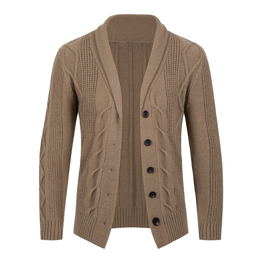 Men's Solid Patterned Knitted Cardigan Jacket