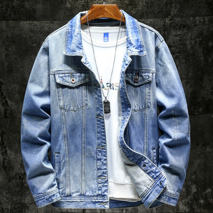 Men's Turn Down Collar Denim Jacket