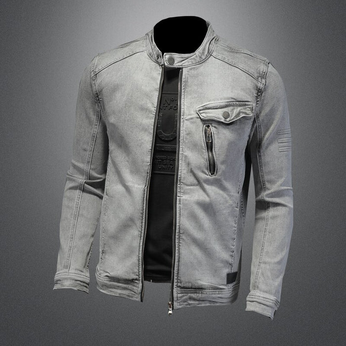 Men's Casual Cotton Stand Collar Denim Jacket