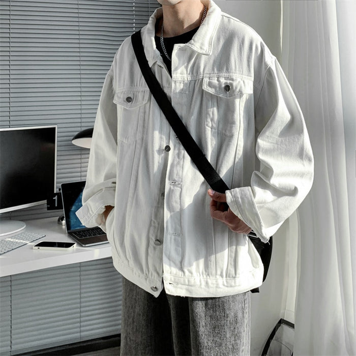 Men's Solid Loose Denim Jacket
