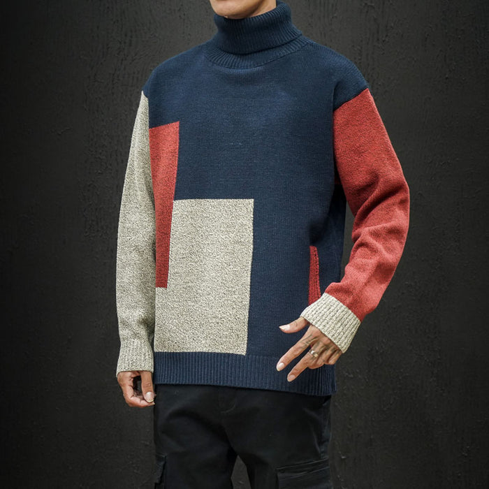 Men's Knitted Turtle Neck Pullover Sweater
