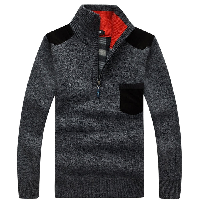 Men's Knitted Standing Collar Pullover Sweater