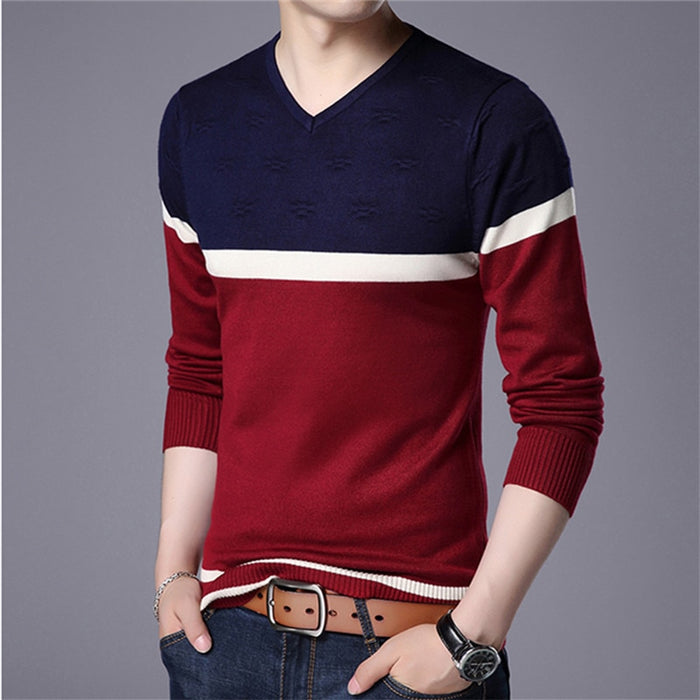 Men's V-Neck Pullover Casual Sweater