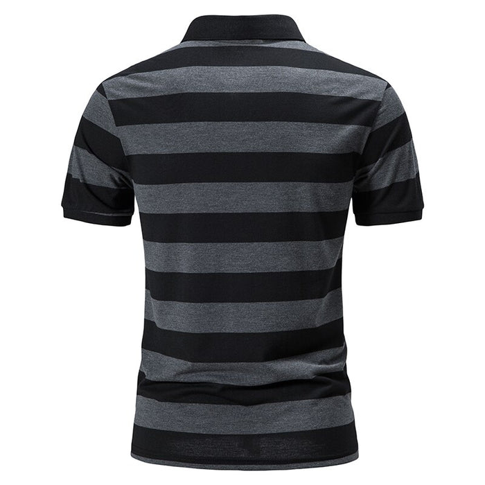Stripe Polo Turn Down T-Shirt For Men