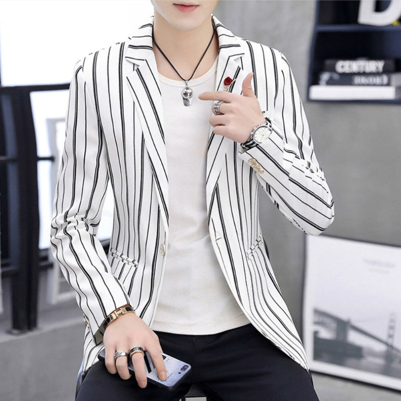 Men's Casual Slim Fit Striped Blazer