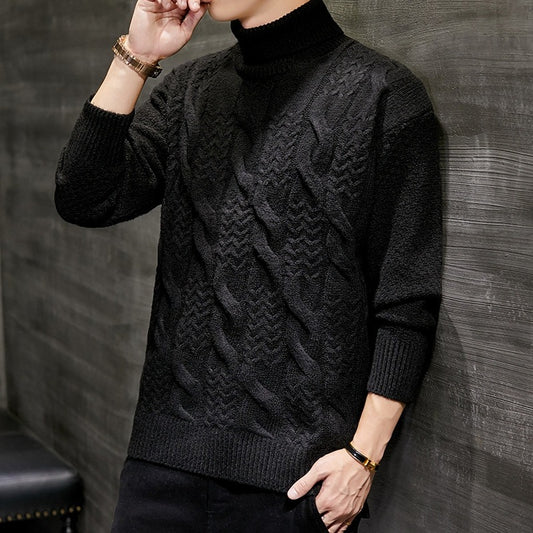 Men's Geometric Solid Knitted Pullover