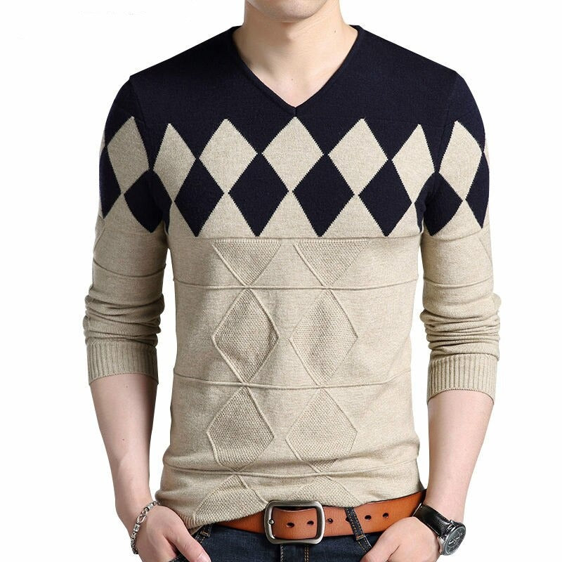 Men's V-Neck Slim Fit Casual Pullovers