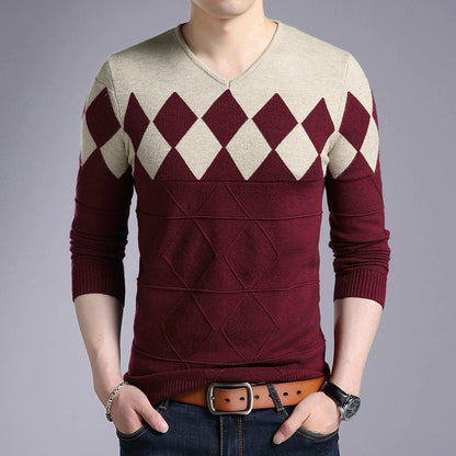 Men's V-Neck Slim Fit Casual Pullovers