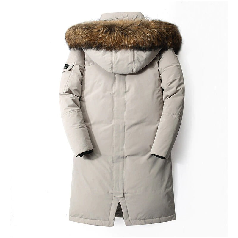 Men's Warm Hooded Fur Down Jacket