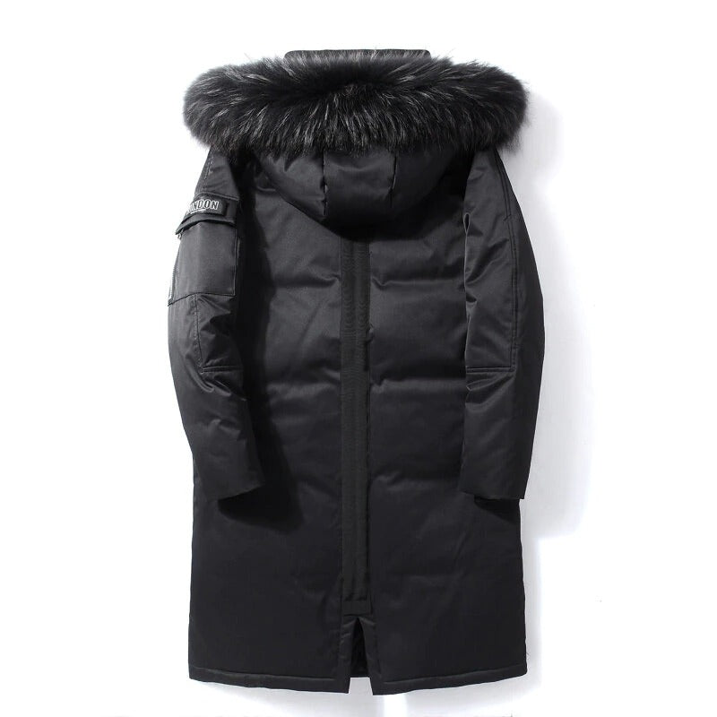 Men's Warm Hooded Fur Down Jacket