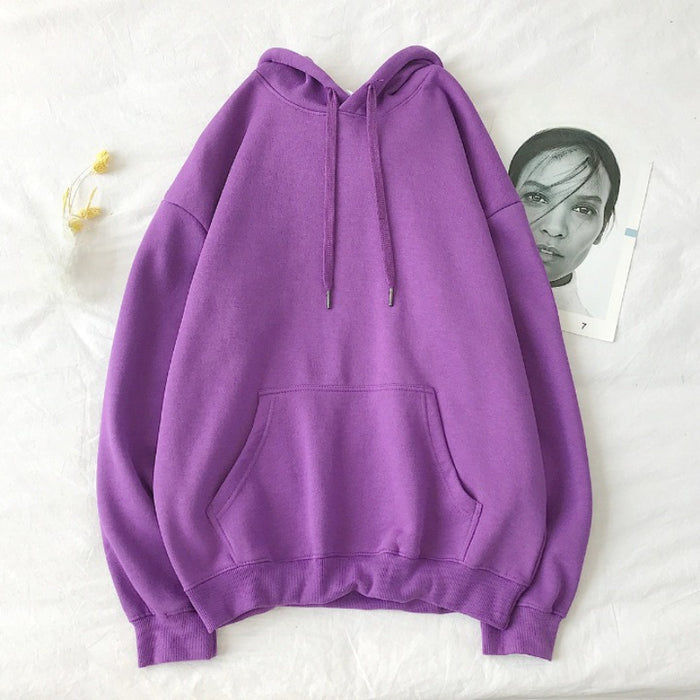 Solid Casual Streetwear Cotton Loose Hip Hop Hoodie