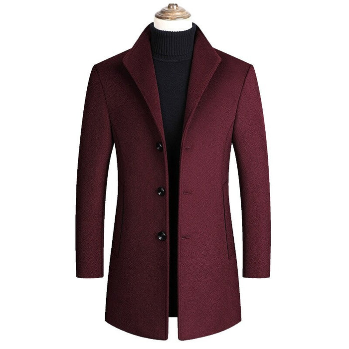 Men's Solid Turn Down Collar Coat