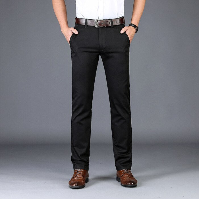 Men's Solid Straight Stretch Formal Trouser