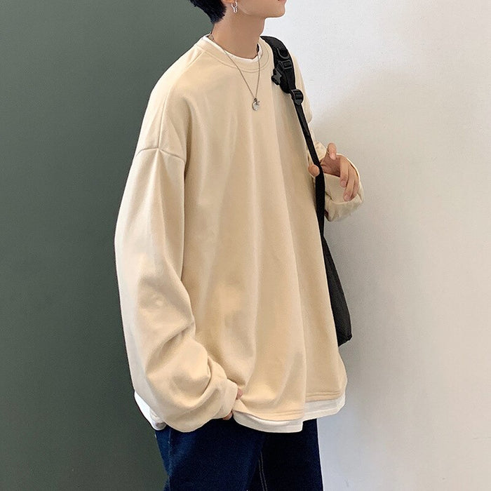 Men Solid Oversized Pullover Sweatshirt