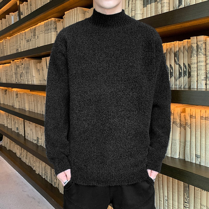 Men's Solid Mock Neck Pullover Sweater
