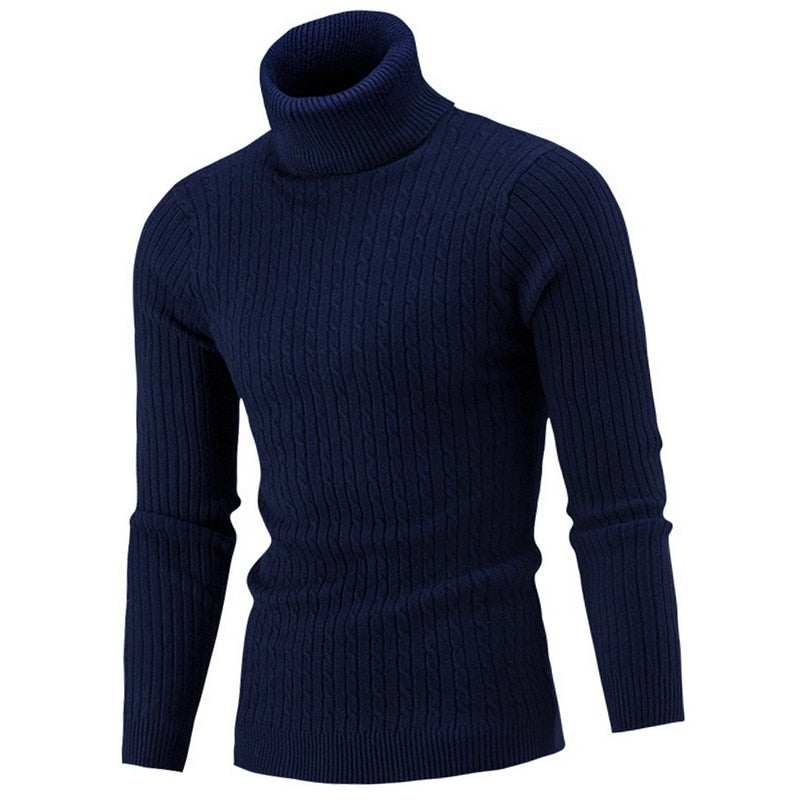 Men's Rollneck Knitted Slim Fit Pullover