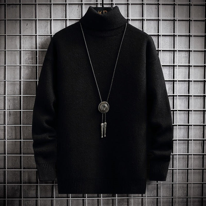 Men's Solid Turtle Neck Pullover Sweater
