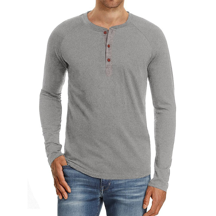 Men's Solid Cotton Henry Collar T-Shirt