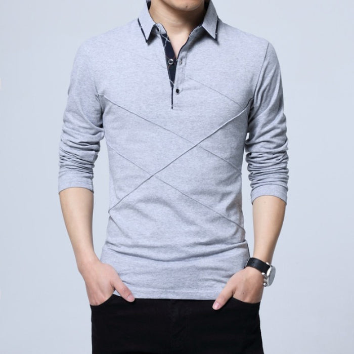 Men's Solid Turn Down Collared T-Shirt