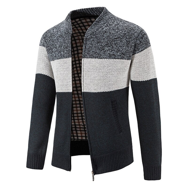Men's Casual Striped Knitted Cardigan Jacket