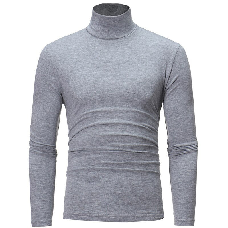 Casual Solid Turtle Neck T-Shirt For Men