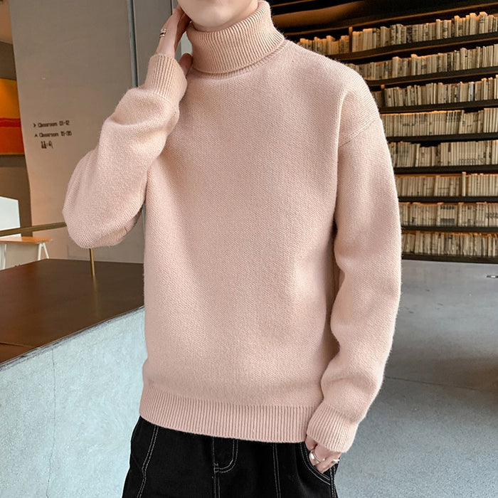 Men's Loose Knitted Turtleneck Pullover Sweater