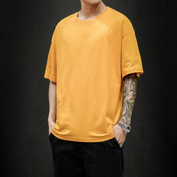 Solid Cotton O-Neck T-Shirt For Men