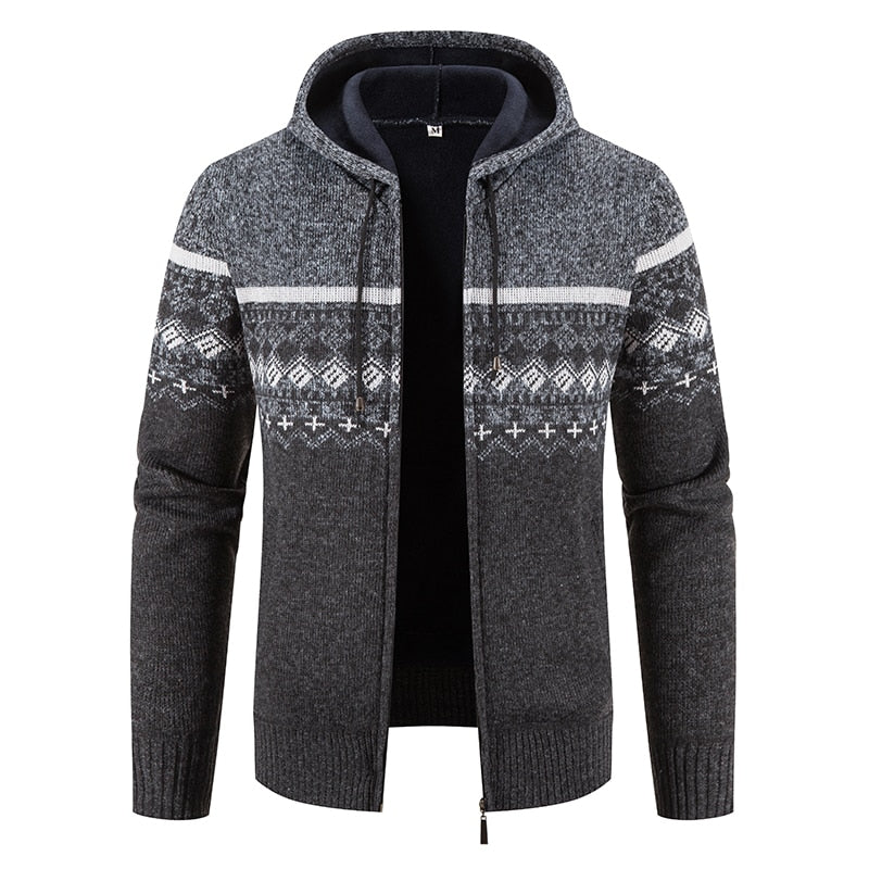 Men's Casual Knitted Hooded Cardigan Jacket