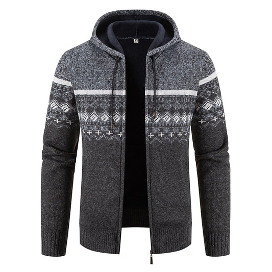 Men's Casual Knitted Hooded Cardigan Jacket