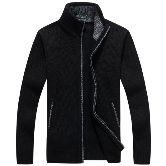 Men's Zipper Faux Fur Sweater Cardigan