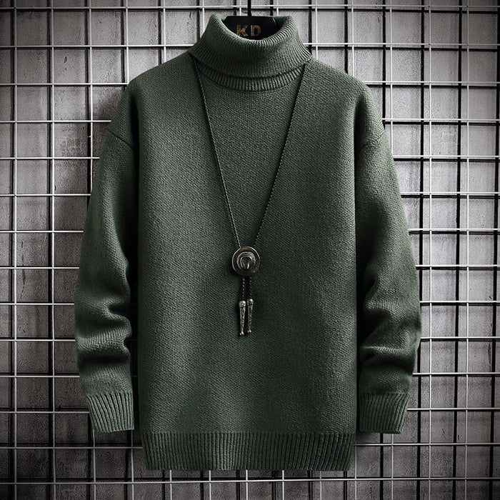 Men's Solid Turtle Neck Pullover Sweater