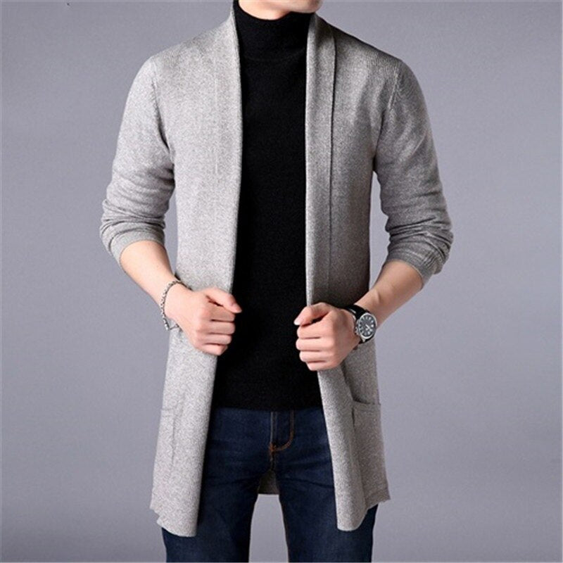 Men's Casual Solid Long Cardigan