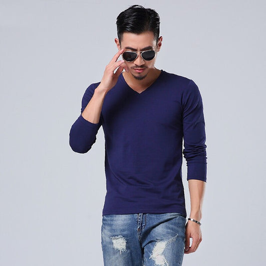 Men's Casual Long Sleeved Solid T-Shirt