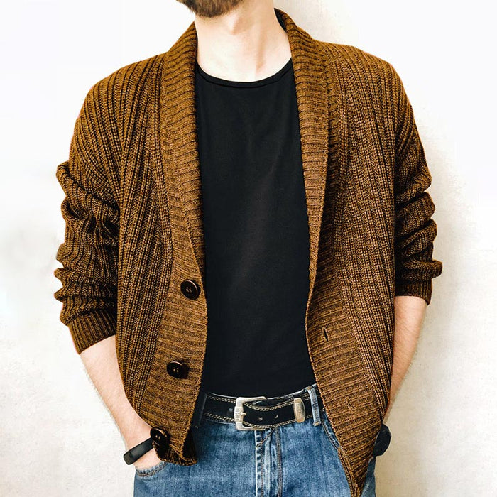 Men's Solid Buttoned Cardigan Jacket