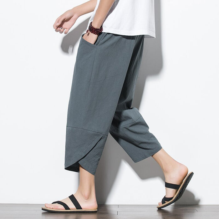 Cotton Loose Calf Length Pants For Men