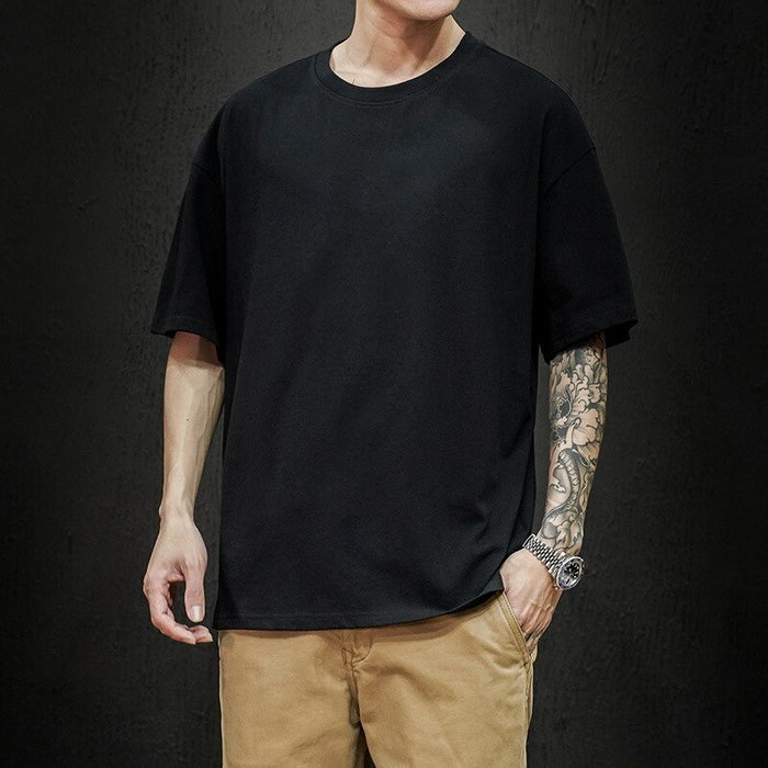 Solid Cotton O-Neck T-Shirt For Men