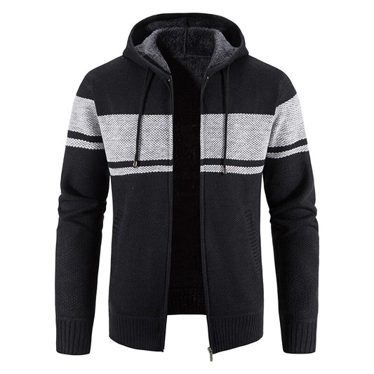 Men's Casual Stripes Hooded Cardigan Jacket