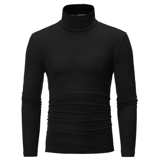 Casual Solid Turtle Neck T-Shirt For Men