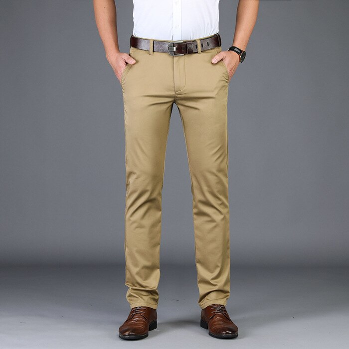 Men's Solid Straight Stretch Formal Trouser