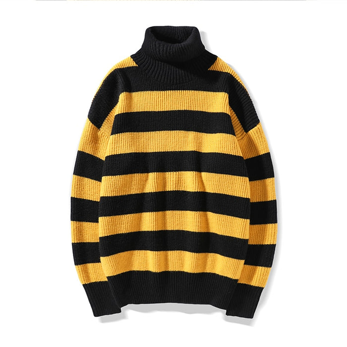 Men's Knitted Stripes Patterned Pullover Sweater