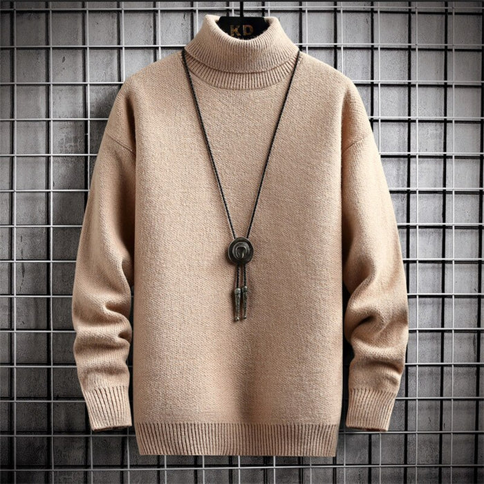 Men's Solid Turtle Neck Pullover Sweater