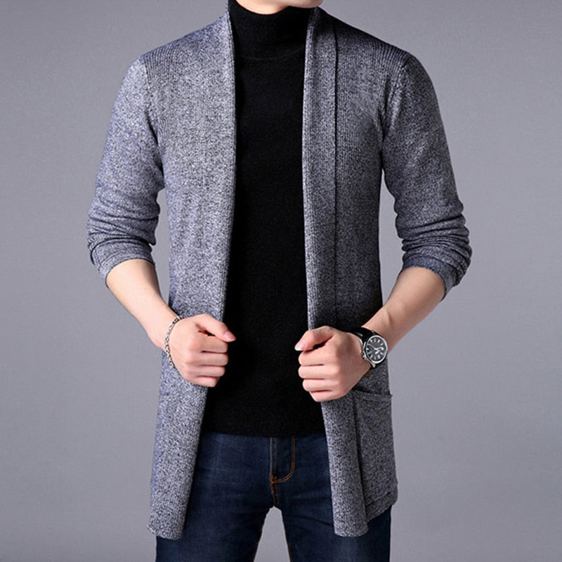 Men's Casual Solid Long Cardigan