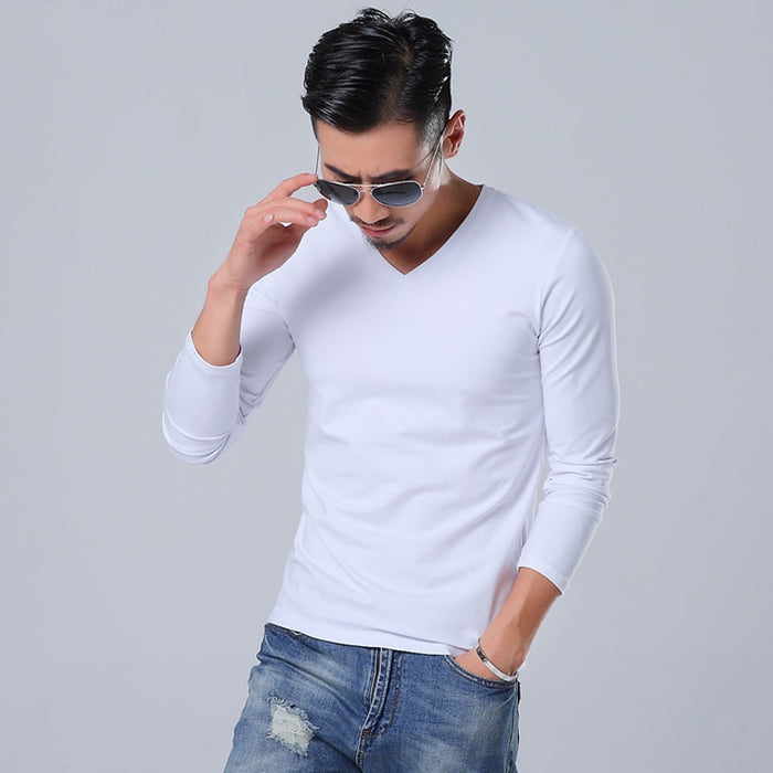 Men's Casual Long Sleeved Solid T-Shirt