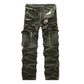 Men's Solid Multi-Pocketed Military Trousers